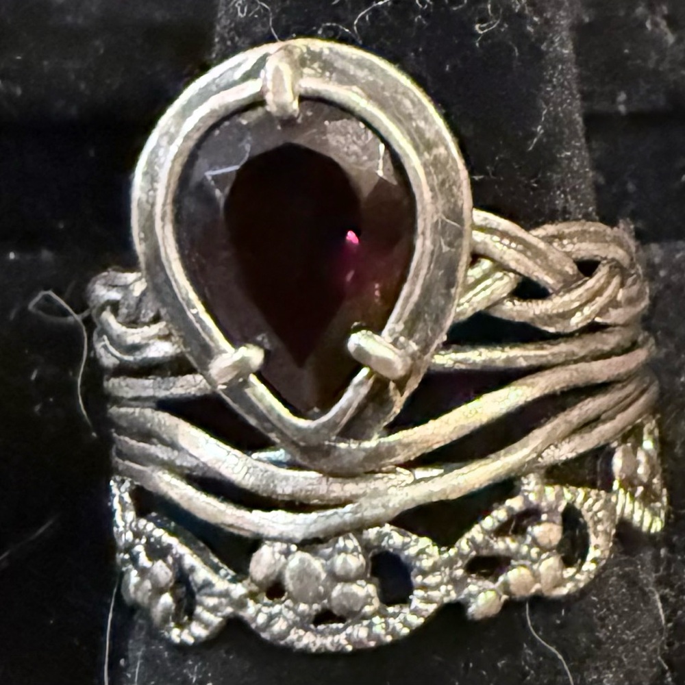 Or Paz Silver and Gem Teardrop Ring